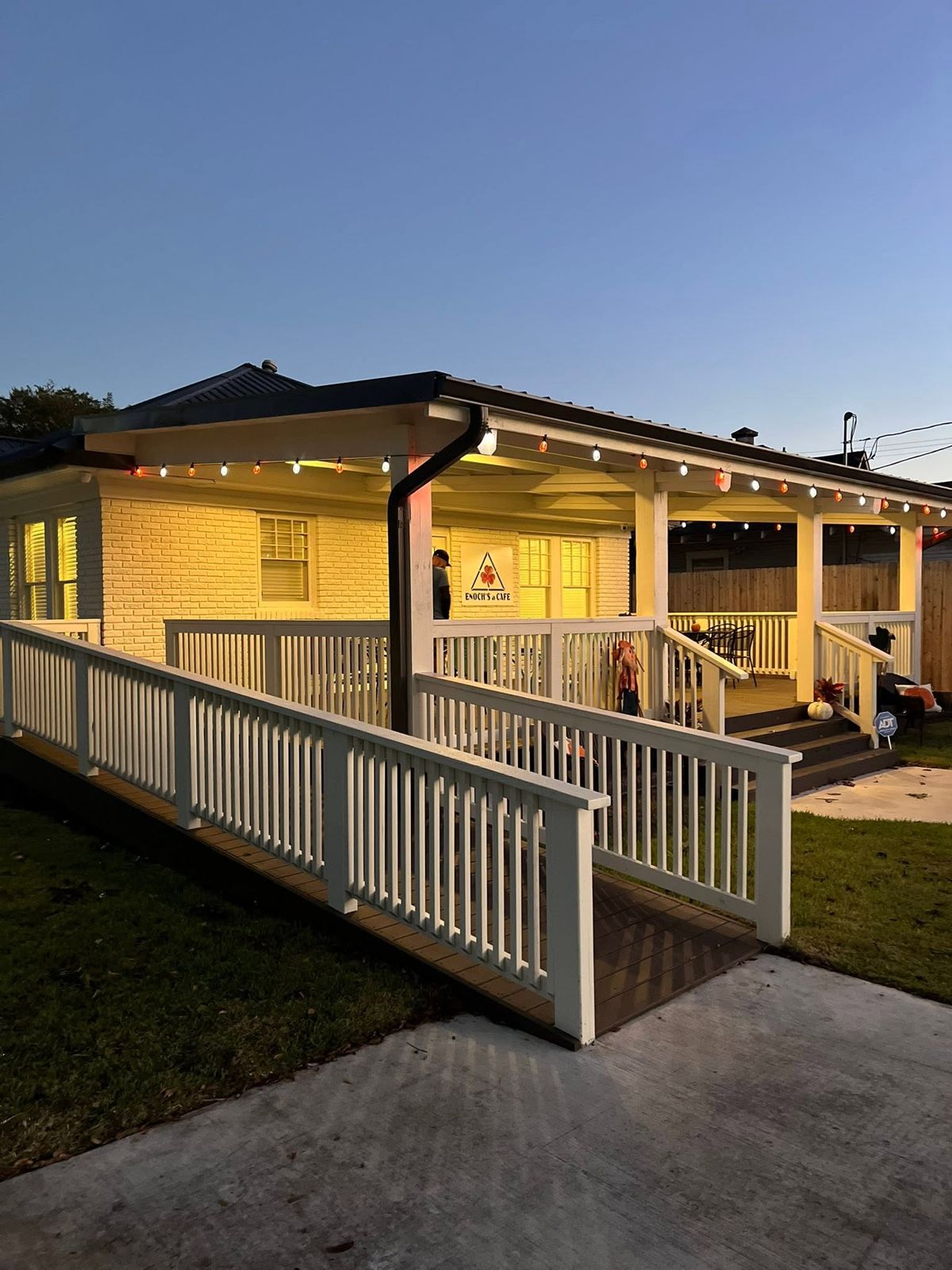 Enochs Cafe at dusk