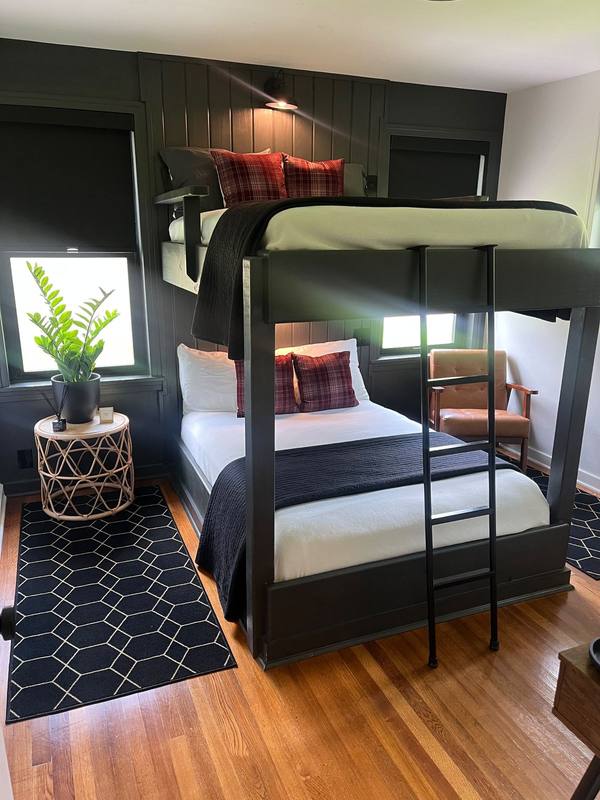 Custom loft bed in a renovated bedroom