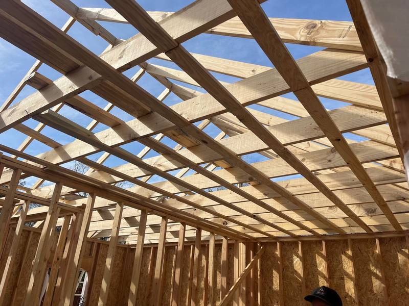 Rafters going up on an addition