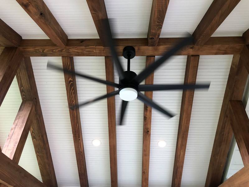 Cedar beams and beadboard ceiling