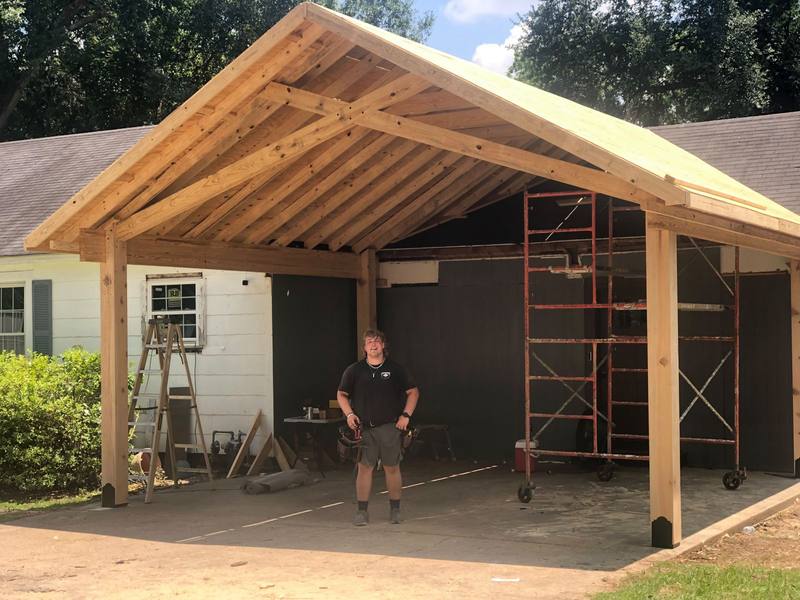 Gable-roof pavilion framing