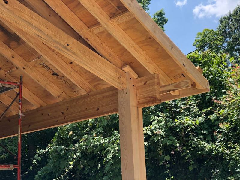 Timber-frame porch roof